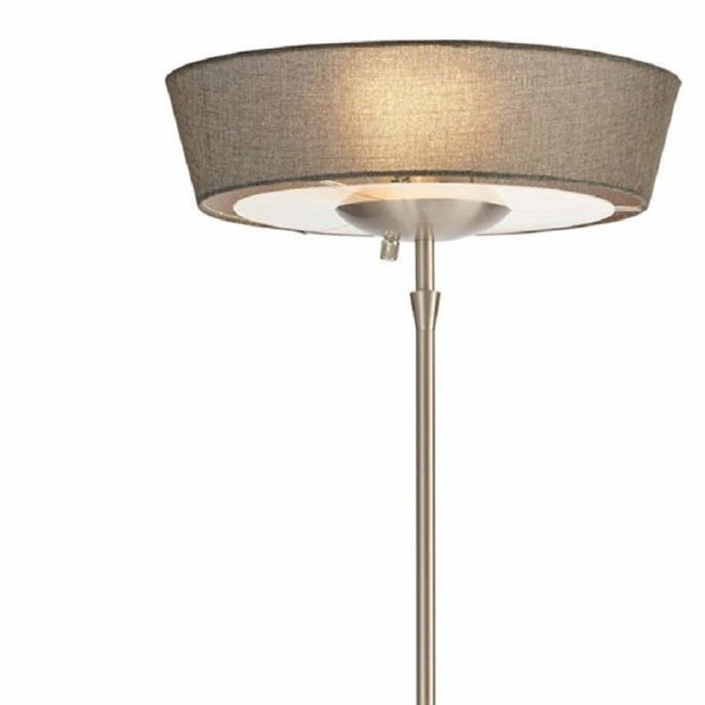 Brushed steel Metal W Torchiere By Homeroots - 372753 | Floor Lamps | Modishstore - 3
