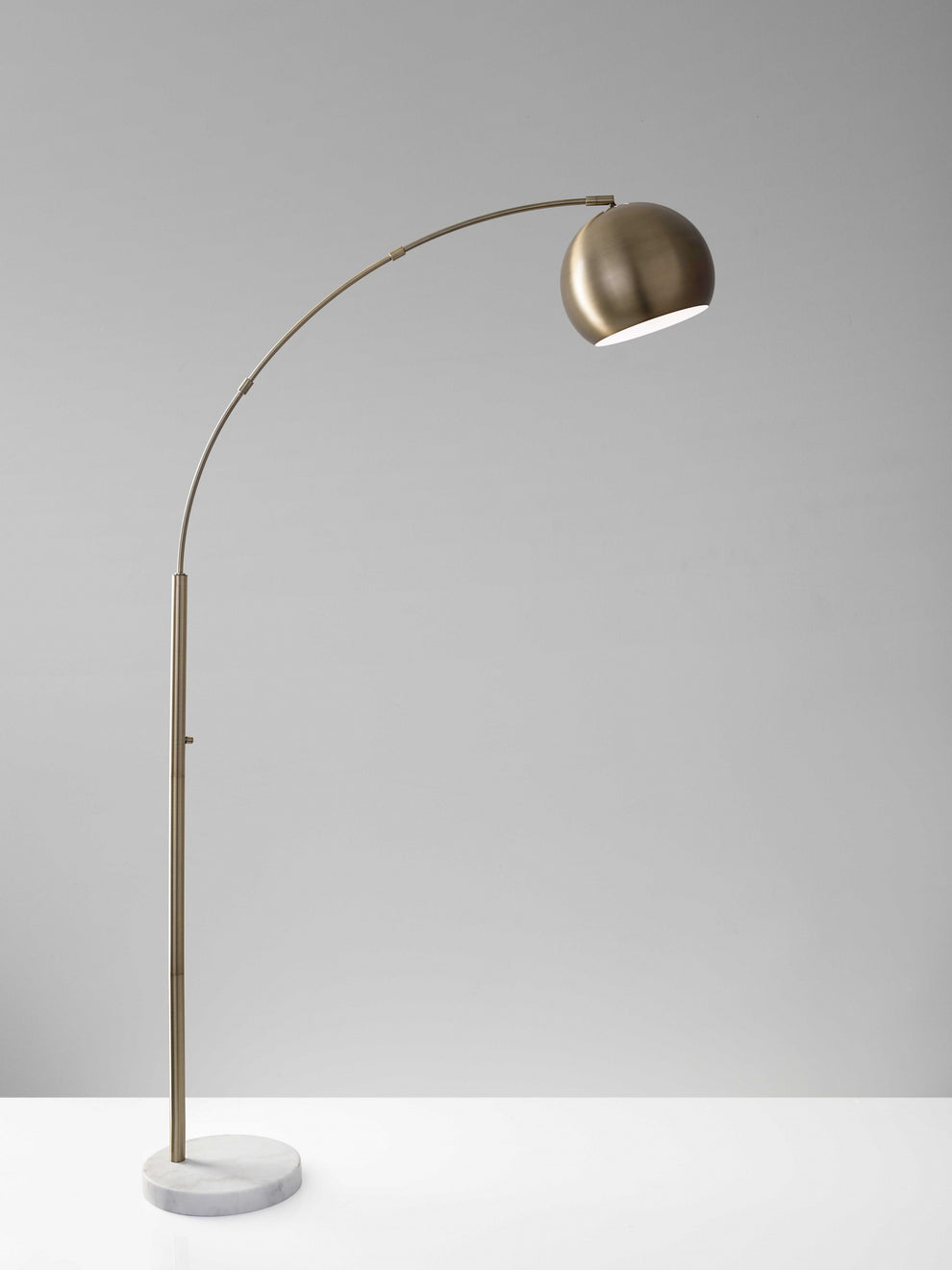 Spherical Brass Metal Curved Arm Floor Lamp | Floor Lamps | Modishstore