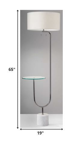 Looped Chrome Floor Lamp with Glass Cocktail Tabletop By Homeroots