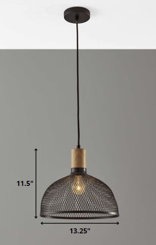Caged Black Metal Large Ceiling Pendant By Homeroots | Pendant Lamps | Modishstore - 2
