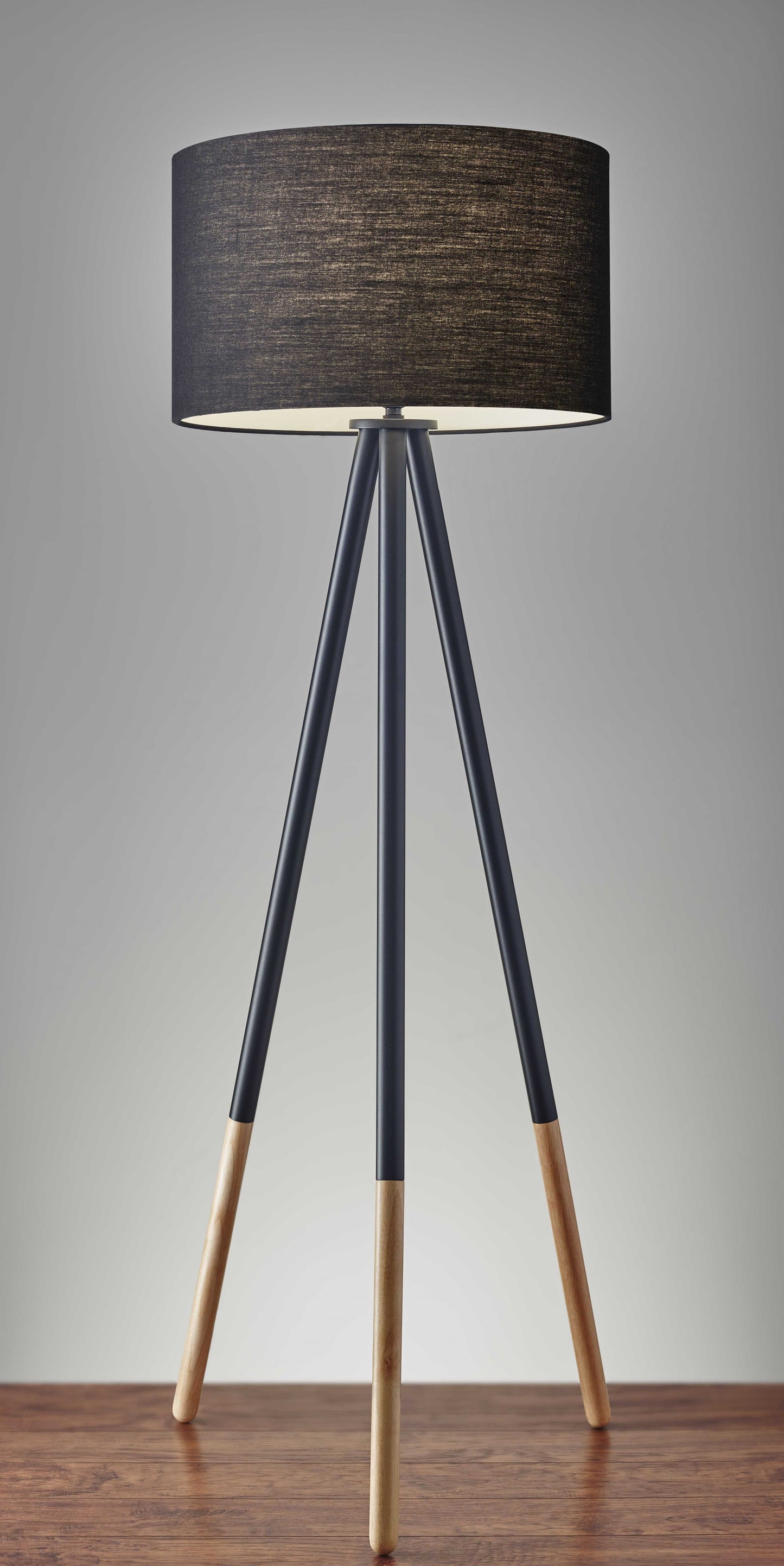 Tripod Floor Lamp Urban Mixed Metal and Wood By Homeroots | Floor Lamps | Modishstore