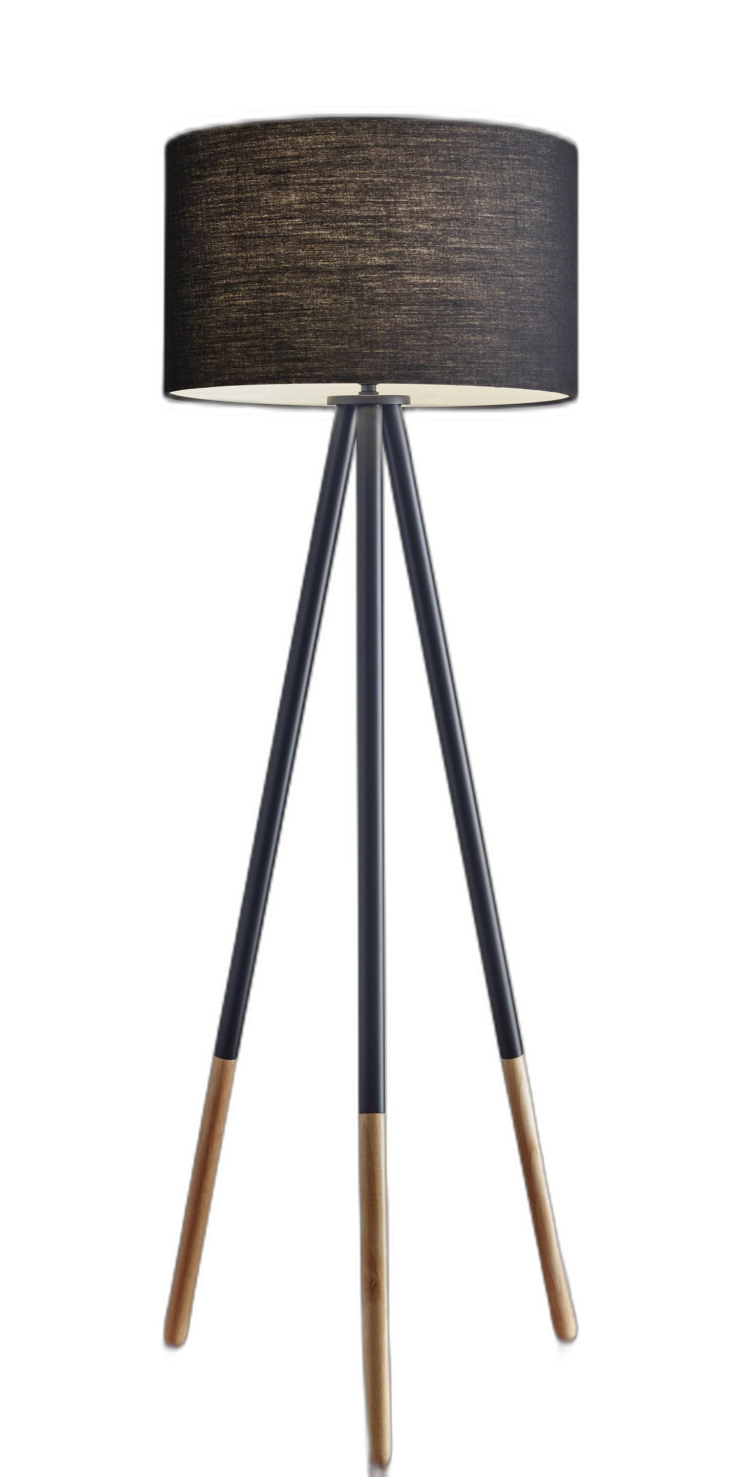 Tripod Floor Lamp Urban Mixed Metal and Wood By Homeroots | Floor Lamps | Modishstore - 2