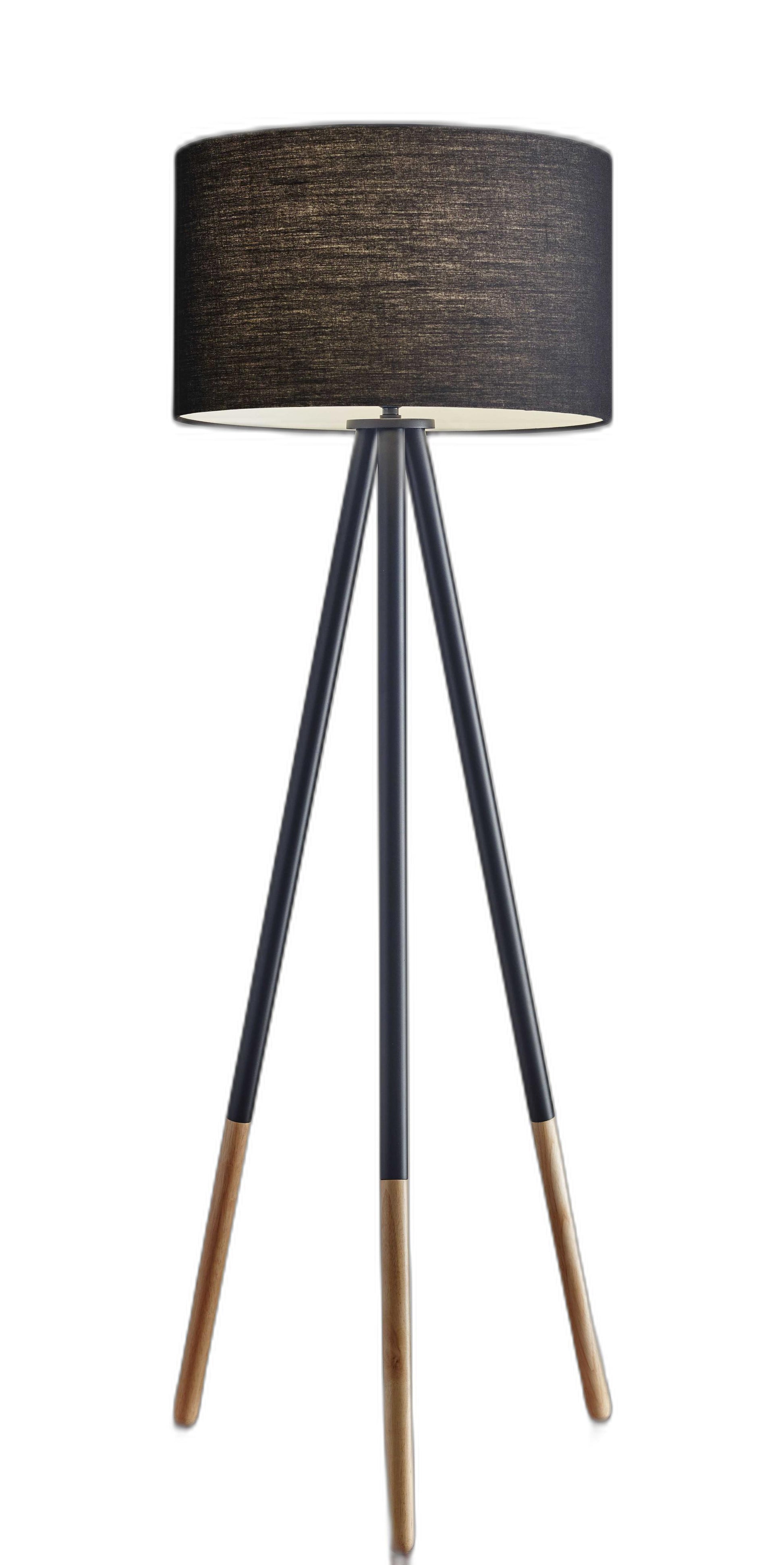 Tripod Floor Lamp Urban Mixed Metal and Wood By Homeroots | Floor Lamps | Modishstore - 2