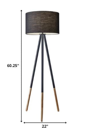Tripod Floor Lamp Urban Mixed Metal and Wood By Homeroots