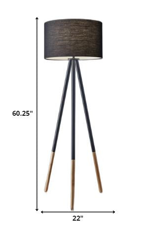 Tripod Floor Lamp Urban Mixed Metal and Wood By Homeroots | Floor Lamps | Modishstore - 5