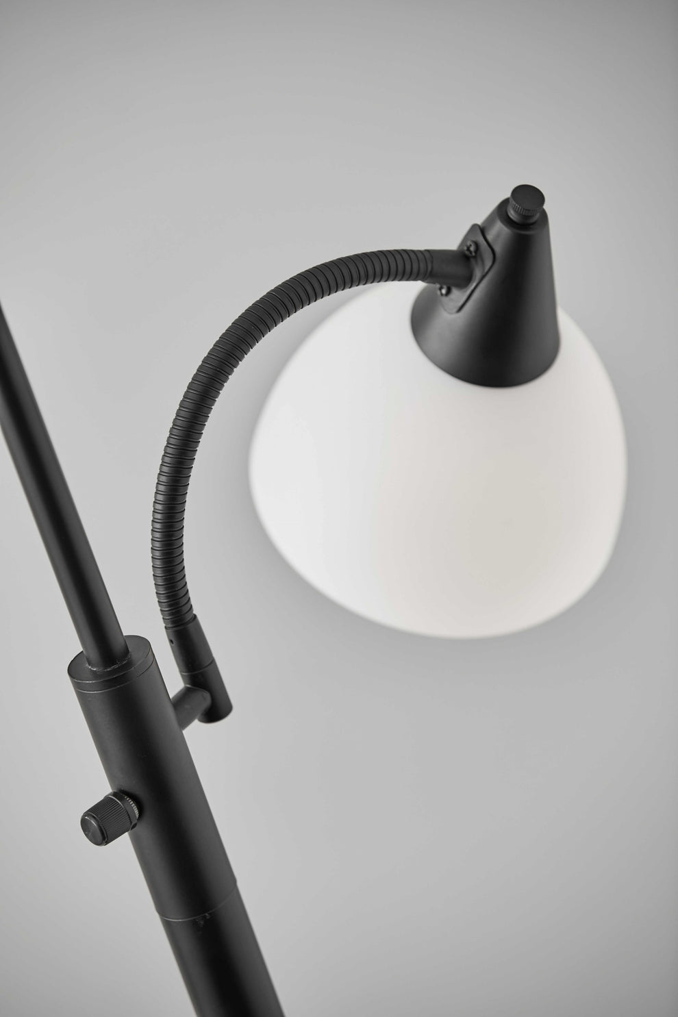Torchiere Plus Chairside Floor Lamp in Black Metal By Homeroots | Floor Lamps | Modishstore - 4