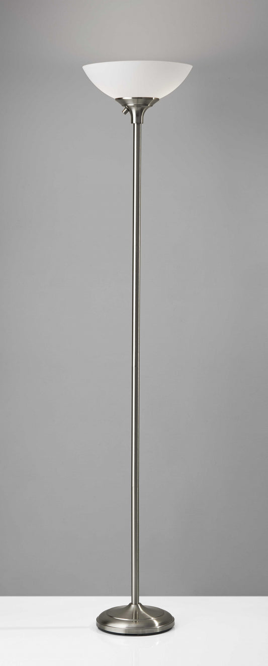 Tailored Satin Steel Metal Torchiere with Bright Illumination By Homeroots