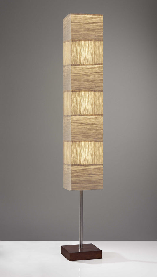 ZigZag Tall Paper Shade Floor Lamp With Walnut Wood Base By Homeroots
