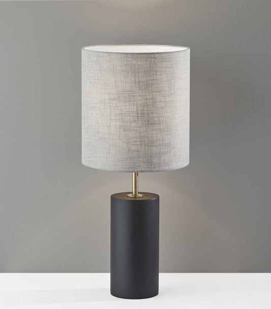 Black Wood Circular Block Table Lamp | Table Lamps | Modishstore