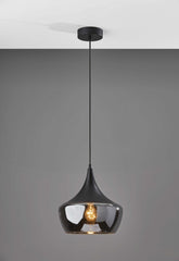 Gnome Smoked Glass Black Metal Pendant Lamp By Homeroots