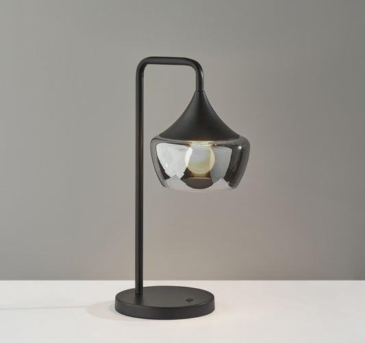 Gnome Smoked Glass Black Metal Table Lamp | Table Lamps | Modishstore