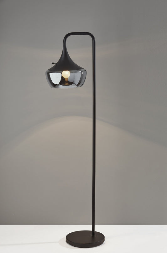 Modern Floor Lamp Gnome Smoked Glass Matte Black | Floor Lamps | Modishstore