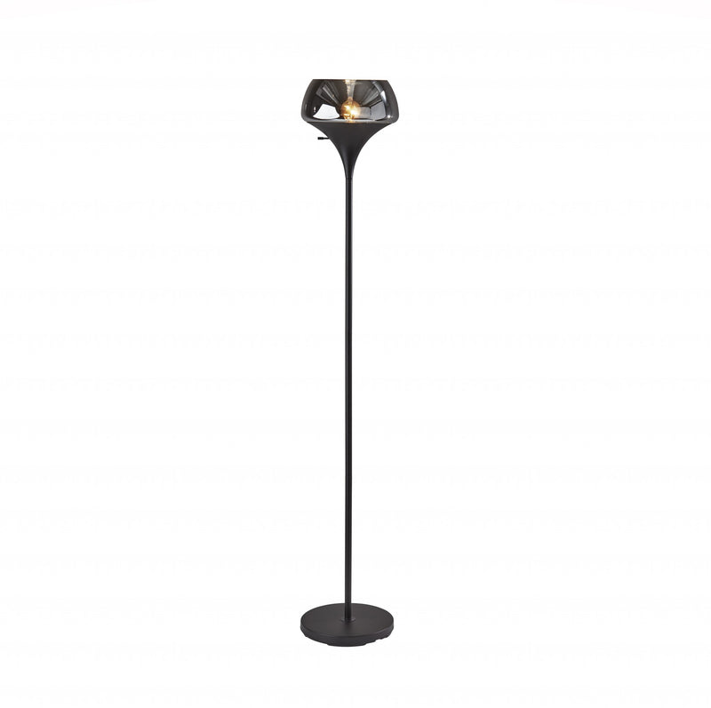 Chalice Mixed Material Torchiere With Black Metal Smoked Glass | Floor Lamps | Modishstore - 2