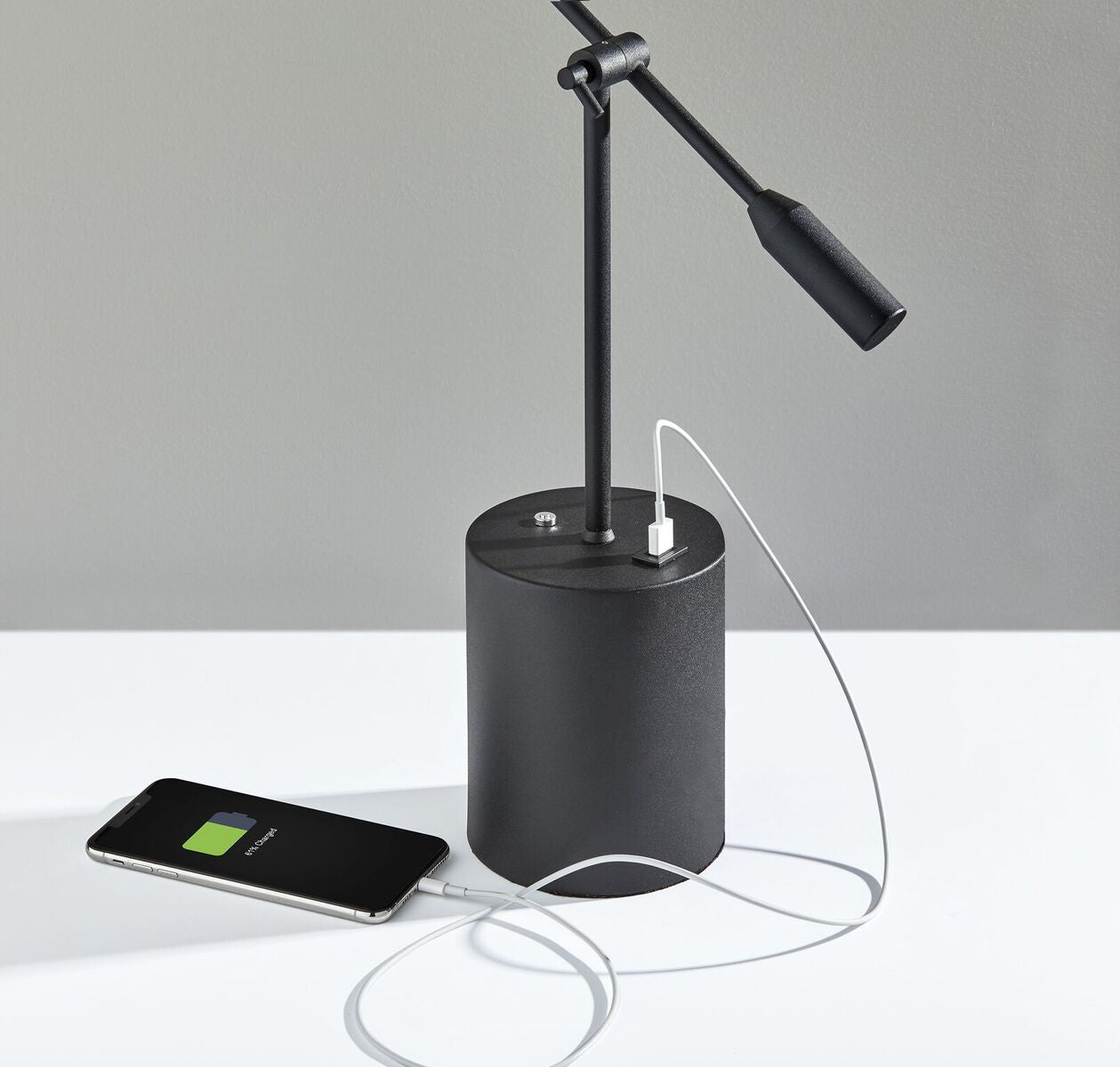 Black Metal Saucer LED Adjustable Desk Lamp By Homeroots | Desk Lamps | Modishstore - 5
