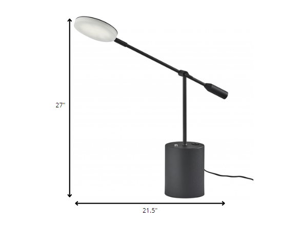 Black Metal Saucer LED Adjustable Desk Lamp By Homeroots | Desk Lamps | Modishstore - 6