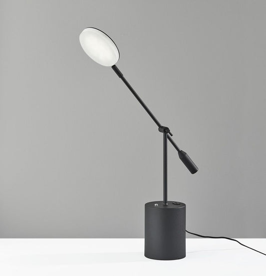 Three Color Adjustable Floor Lamp Black Metal Saucer LED By Homeroots | Floor Lamps | Modishstore