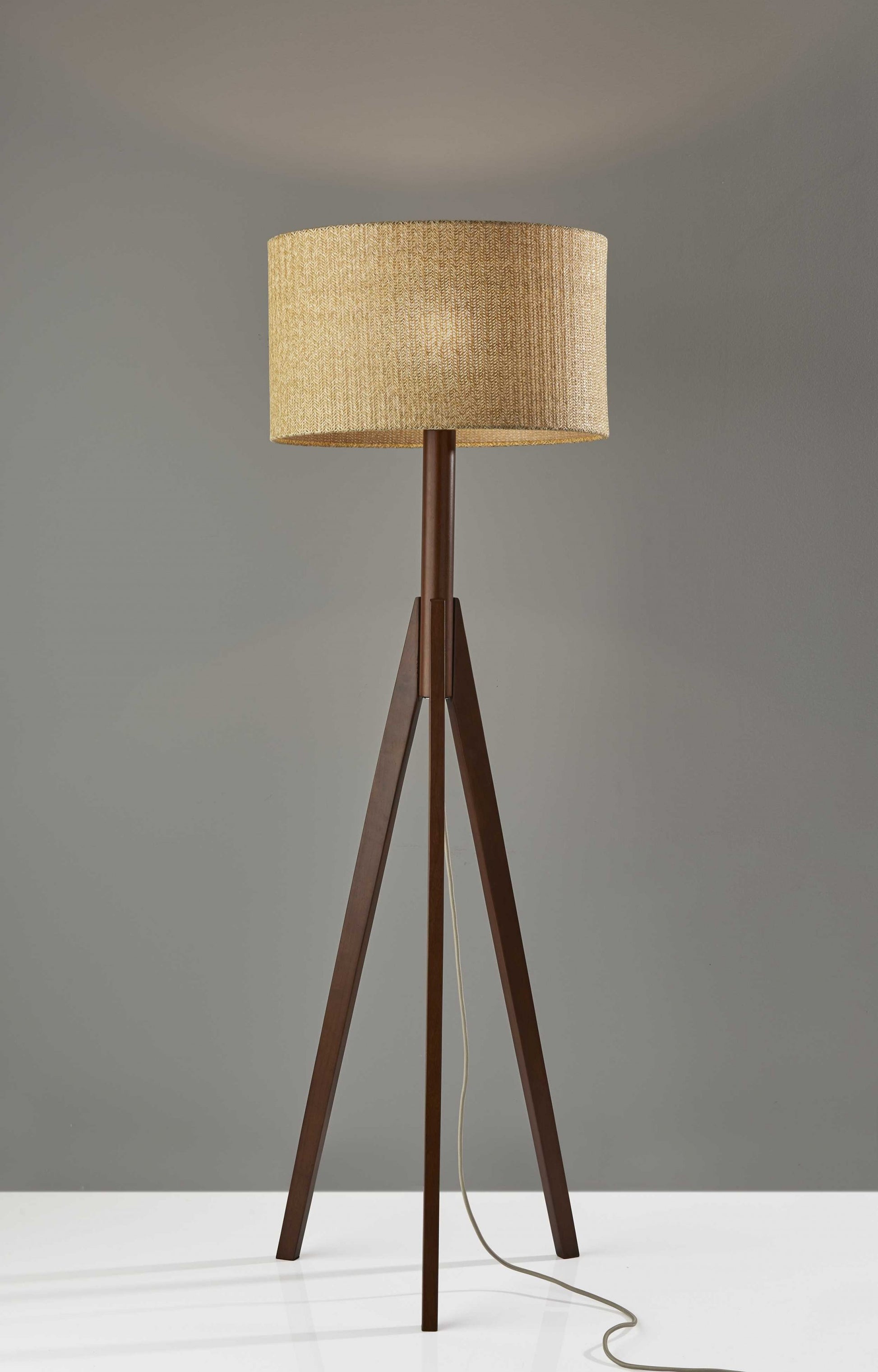 Natural Chunky Tripod Floor Lamp With Walnut Wood By Homeroots | Floor Lamps | Modishstore