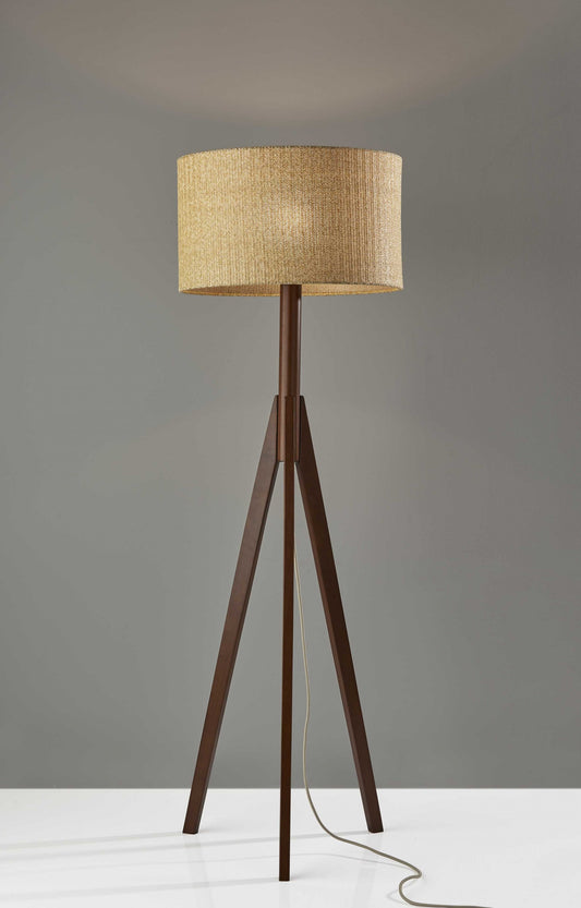 Natural Chunky Tripod Floor Lamp With Walnut Wood By Homeroots | Floor Lamps | Modishstore