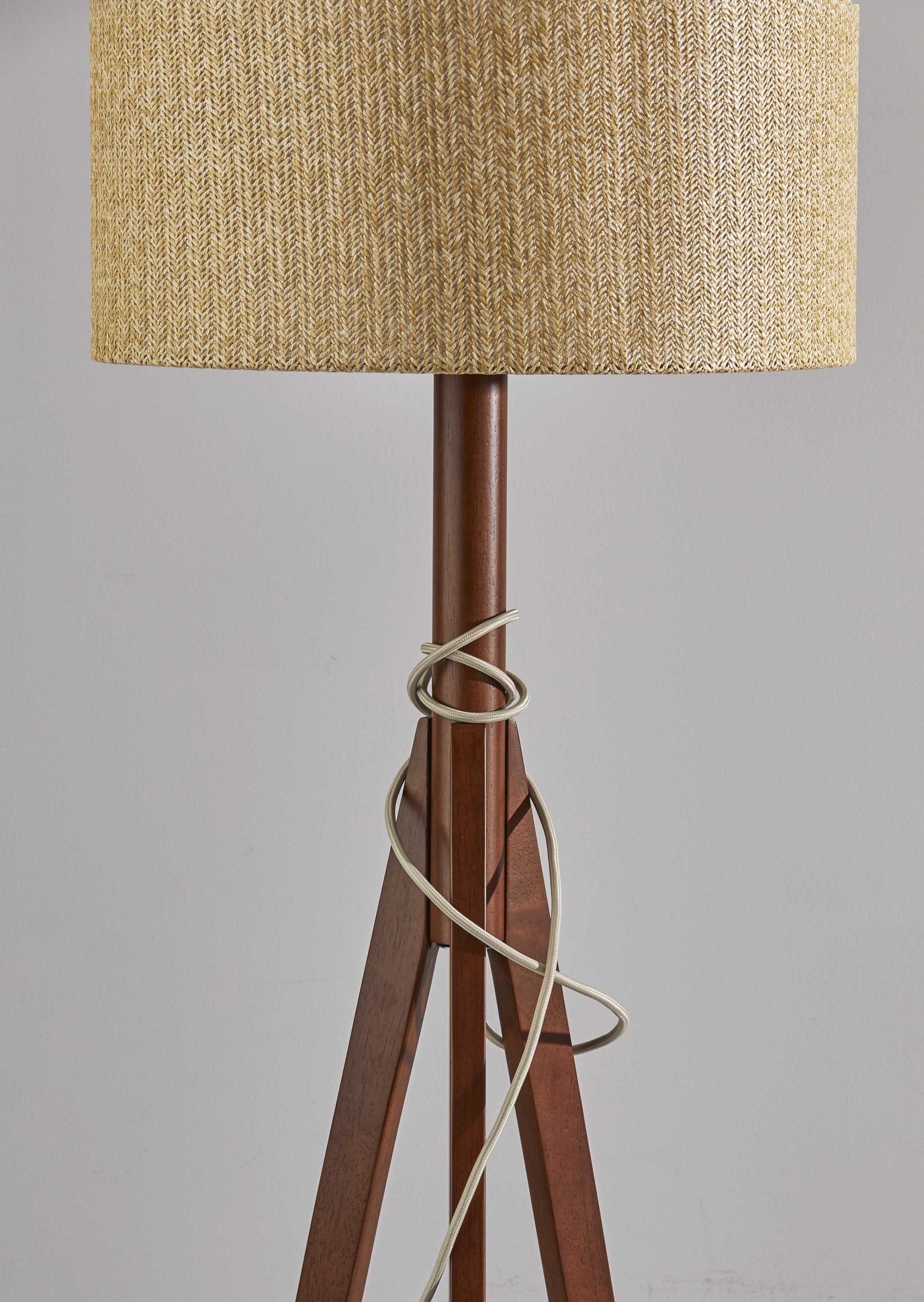 Natural Chunky Tripod Floor Lamp With Walnut Wood By Homeroots | Floor Lamps | Modishstore - 2