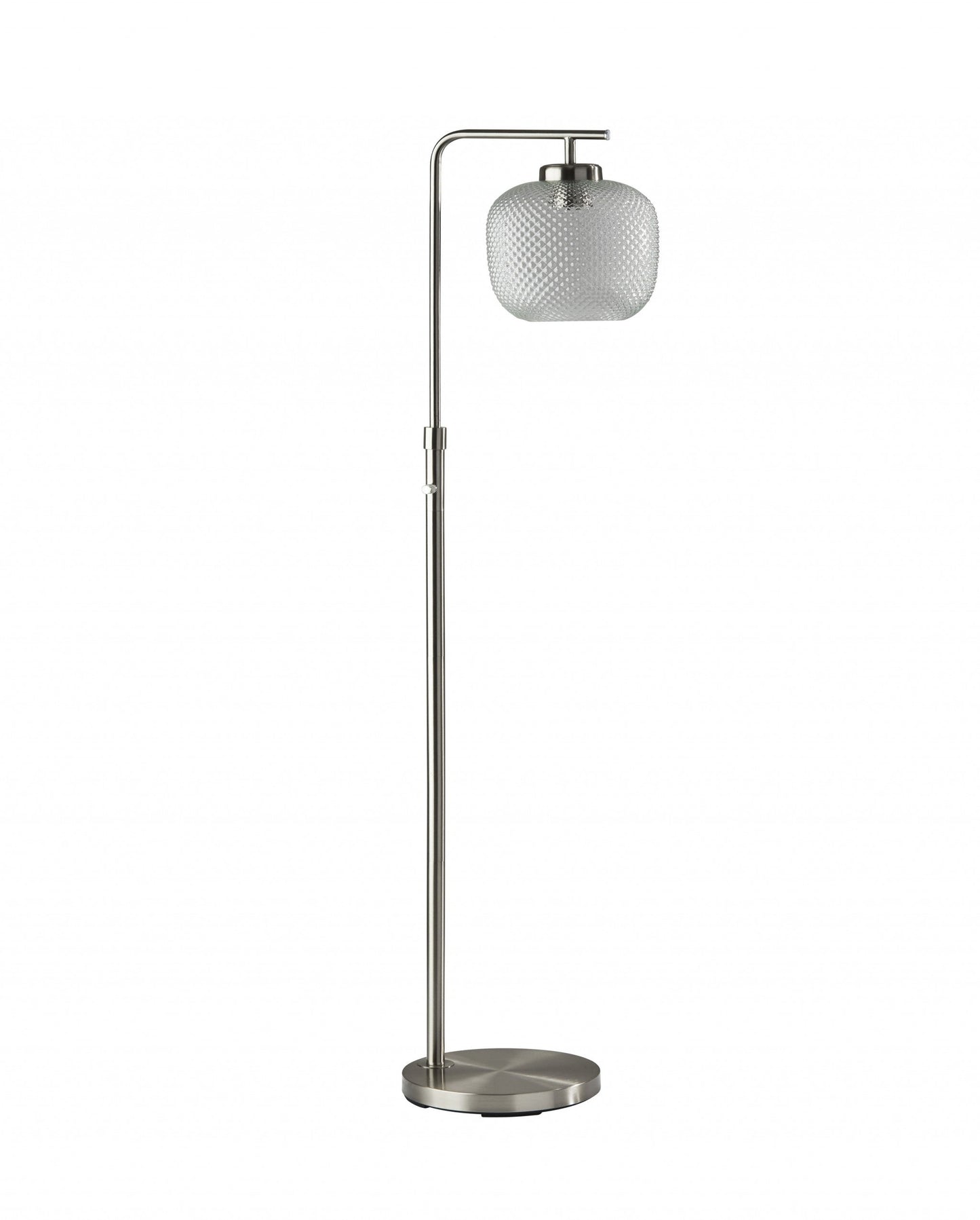 Retro Floor Lamp Brushed Steel Metal with Clear Dotty Glass Shade | Floor Lamps | Modishstore - 3