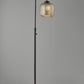 Retro Floor Lamp Brushed Steel Metal with Clear Dotty Glass Shade | Floor Lamps | Modishstore - 2