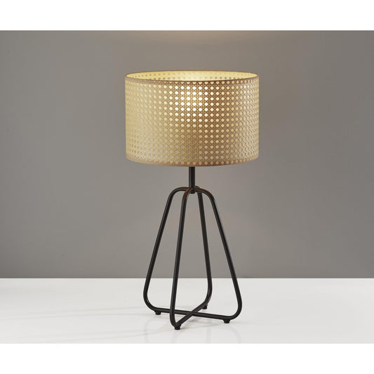 Open Cane Web Natural Shade Dark Bronze Table Lamp By Homeroots | Table Lamps | Modishstore - 2