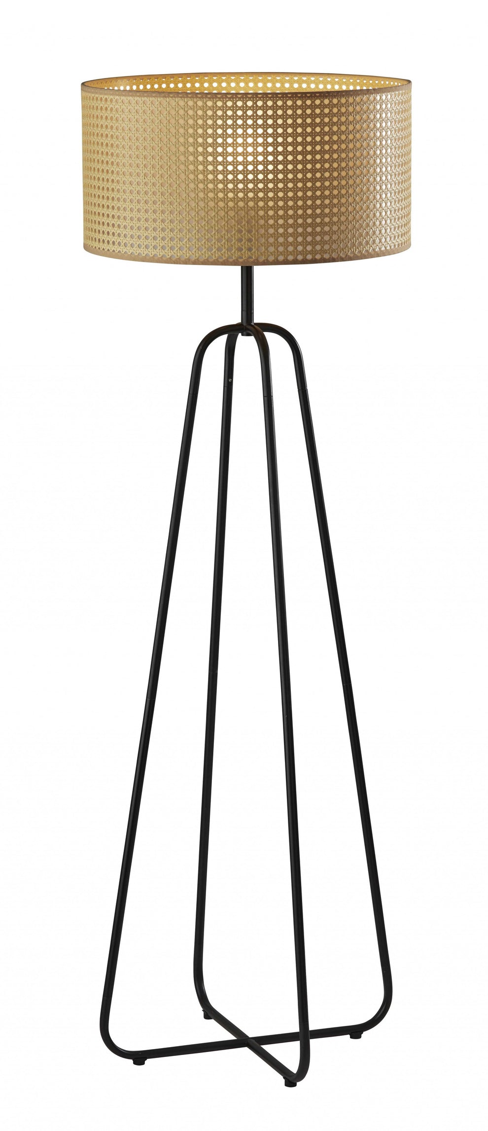 Open Cane Web Natural Shade Floor Lamp with Dark Bronze Base By Homeroots | Floor Lamps | Modishstore - 2