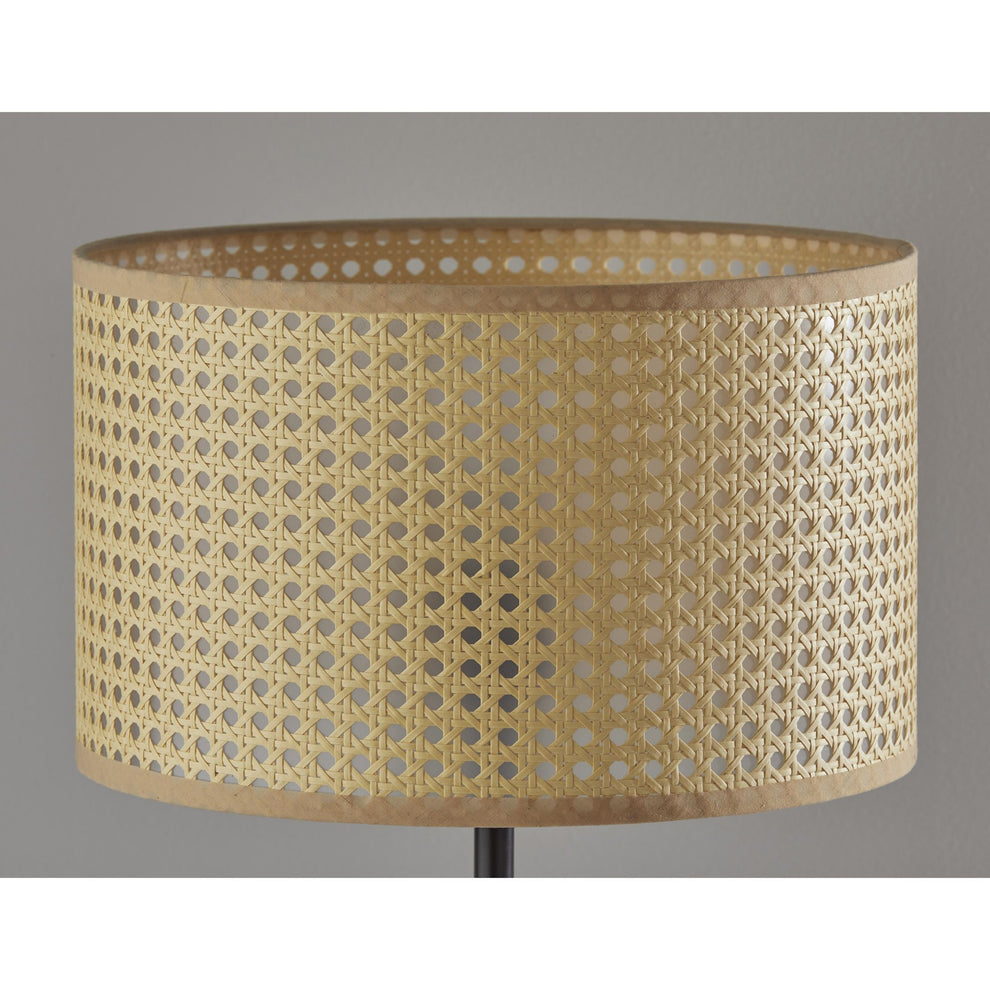 Open Cane Web Natural Shade Floor Lamp with Dark Bronze Base By Homeroots | Floor Lamps | Modishstore - 3