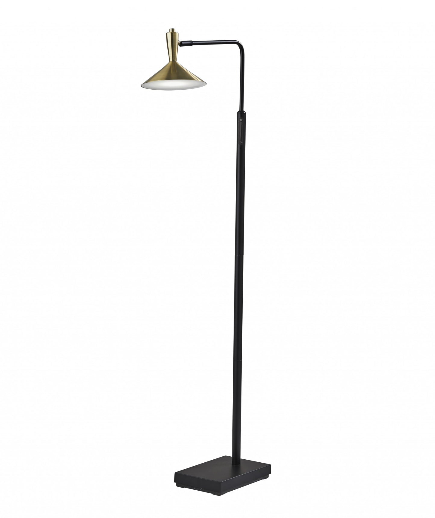 Adjustable Brass Spotlight LED Floor Lamp in Black Metal By Homeroots | Floor Lamps | Modishstore - 2