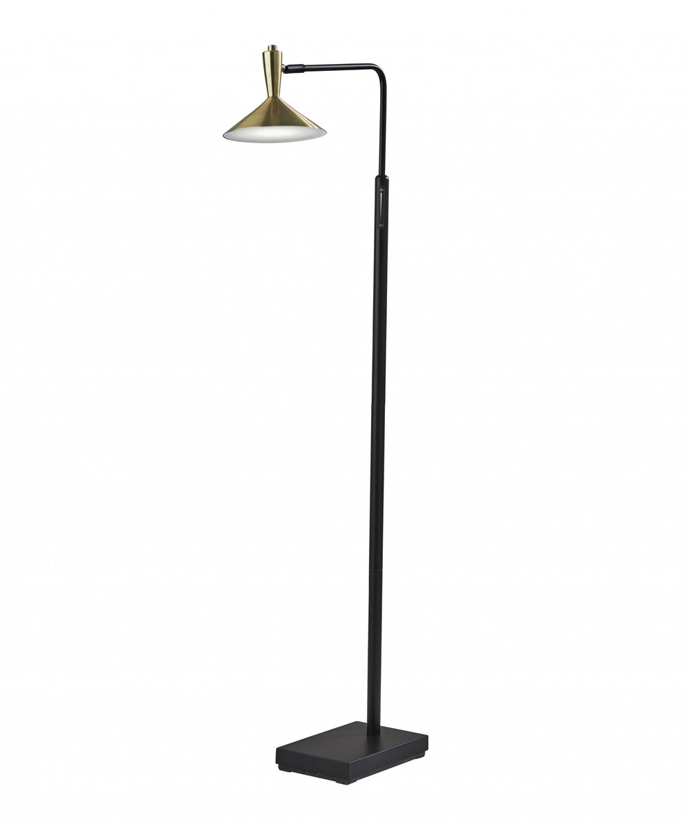 Adjustable Brass Spotlight LED Floor Lamp in Black Metal By Homeroots | Floor Lamps | Modishstore - 2