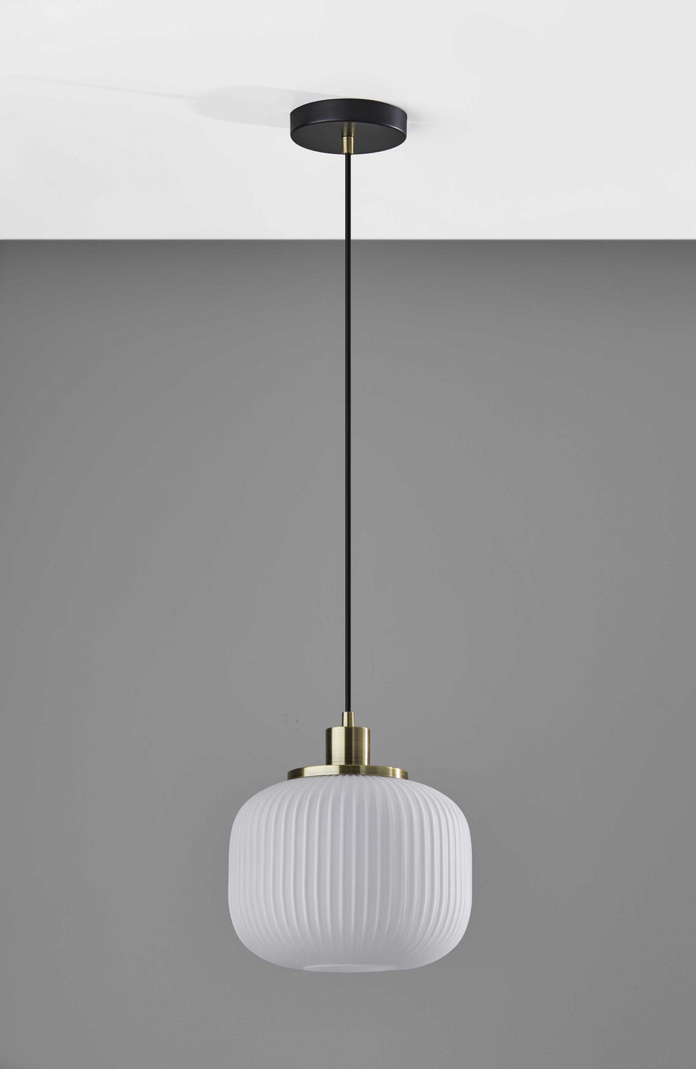 Striped Glass Glow Metal Pendant By Homeroots | Pendant Lamps | Modishstore - 2