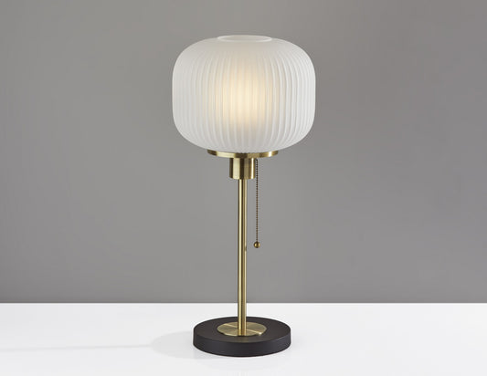 Antique Brass Striped Glass Glow Table Lamp By Homeroots | Table Lamps | Modishstore