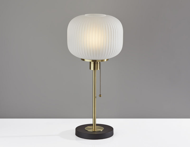 Antique Brass Striped Glass Glow Table Lamp By Homeroots | Table Lamps | Modishstore
