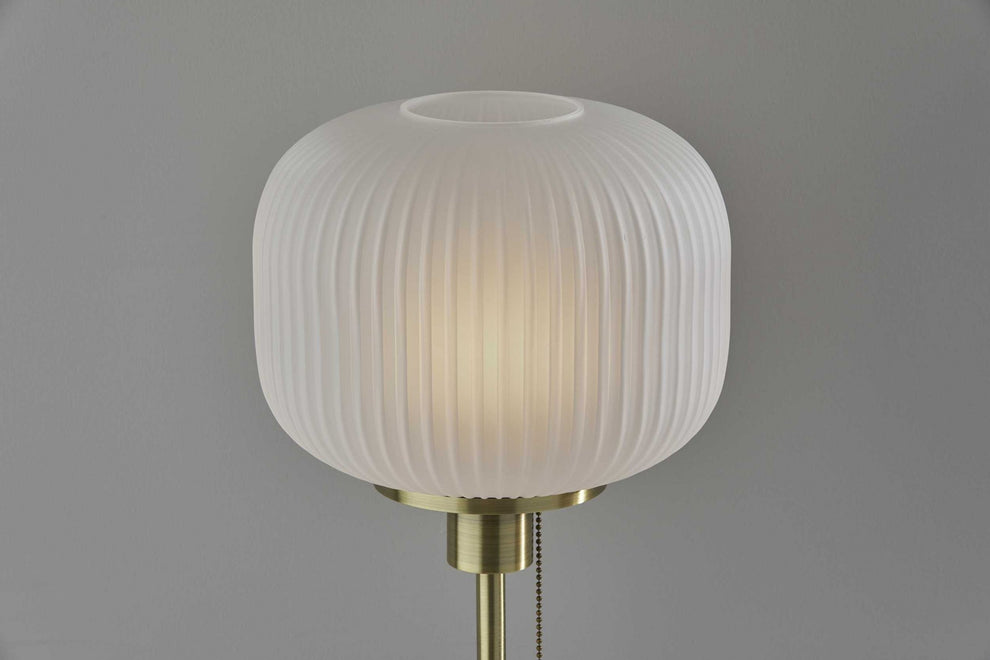 Antique Brass Striped Glass Glow Table Lamp By Homeroots | Table Lamps | Modishstore - 3