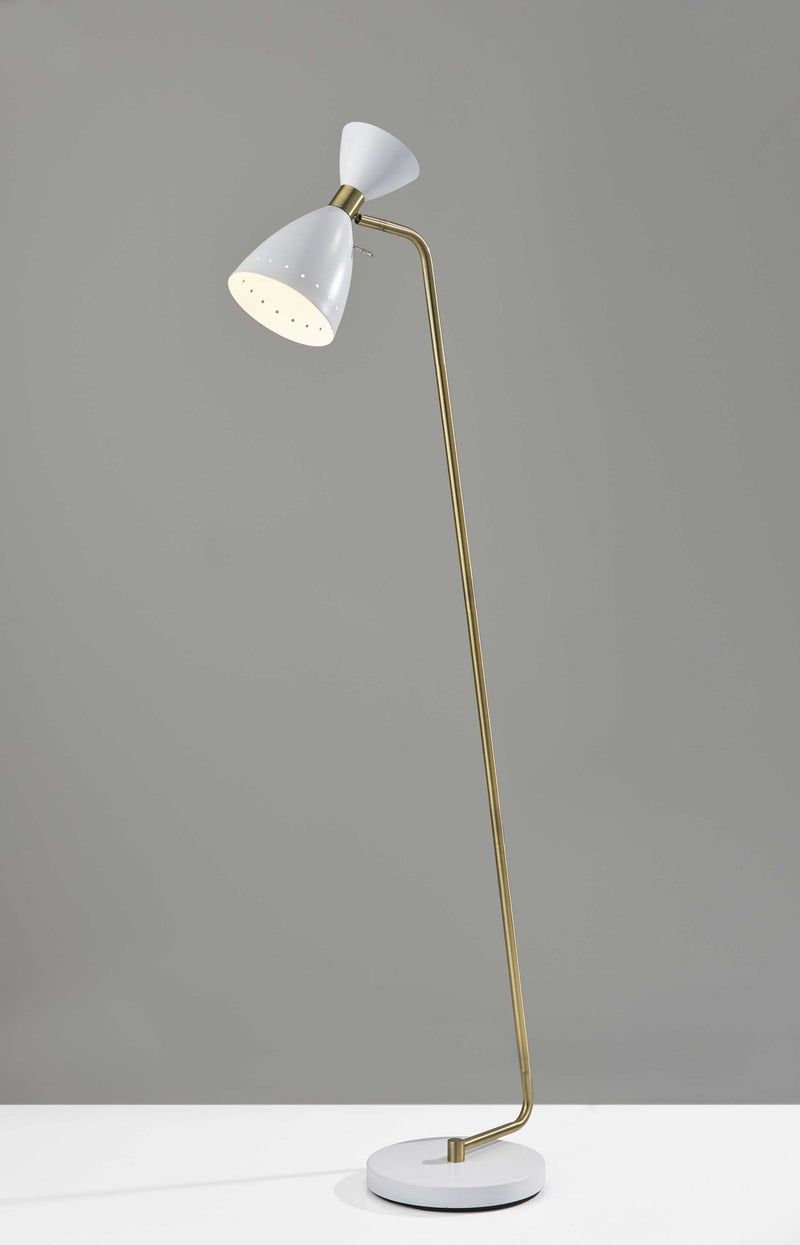 Brass Cinch Floor Lamp in White Metal By Homeroots | Floor Lamps | Modishstore