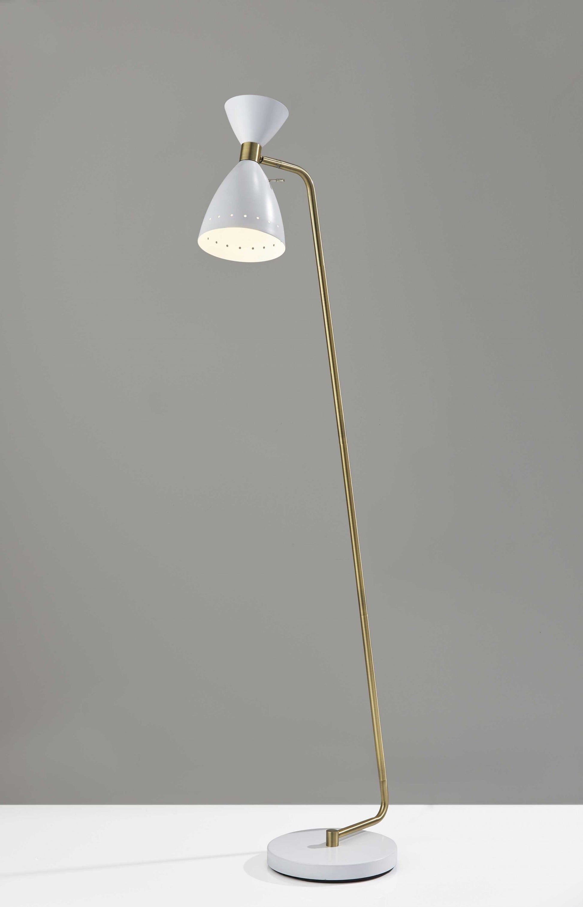 Brass Cinch Floor Lamp in White Metal By Homeroots | Floor Lamps | Modishstore - 2