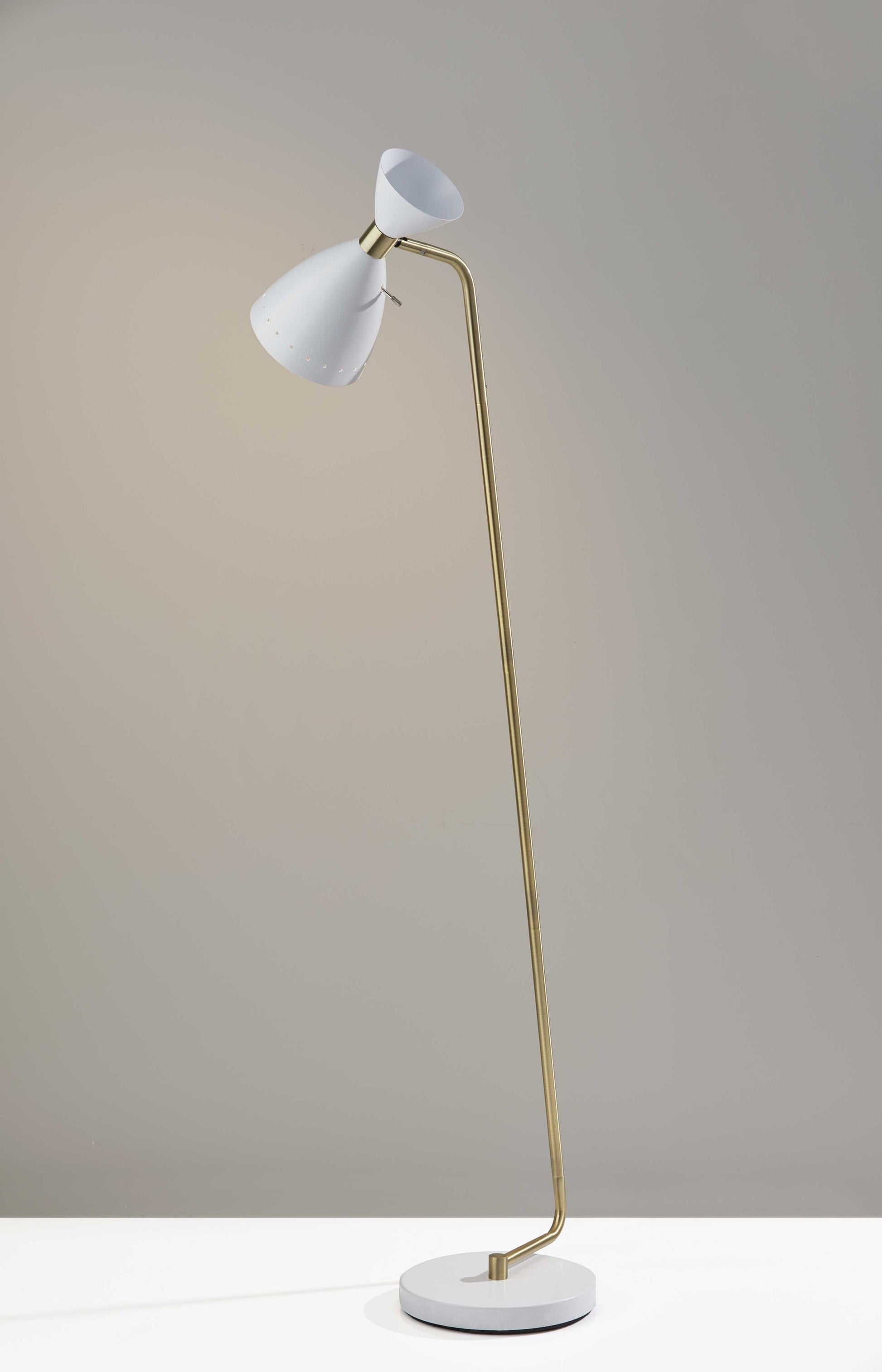 Brass Cinch Floor Lamp in White Metal By Homeroots | Floor Lamps | Modishstore - 3