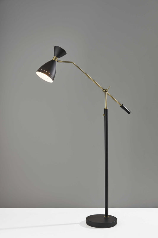 Brass Cinch Black Metal Adjustable Floor Lamp By Homeroots | Floor Lamps | Modishstore