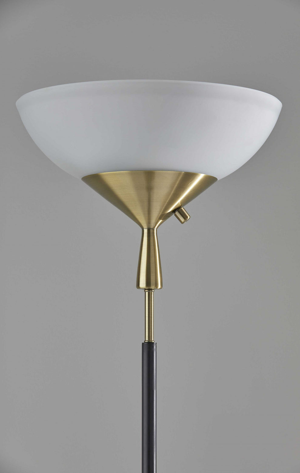 Sleek Torchiere Black Metal Frosted Alabaster Glass Shade By Homeroots | Floor Lamps | Modishstore - 3