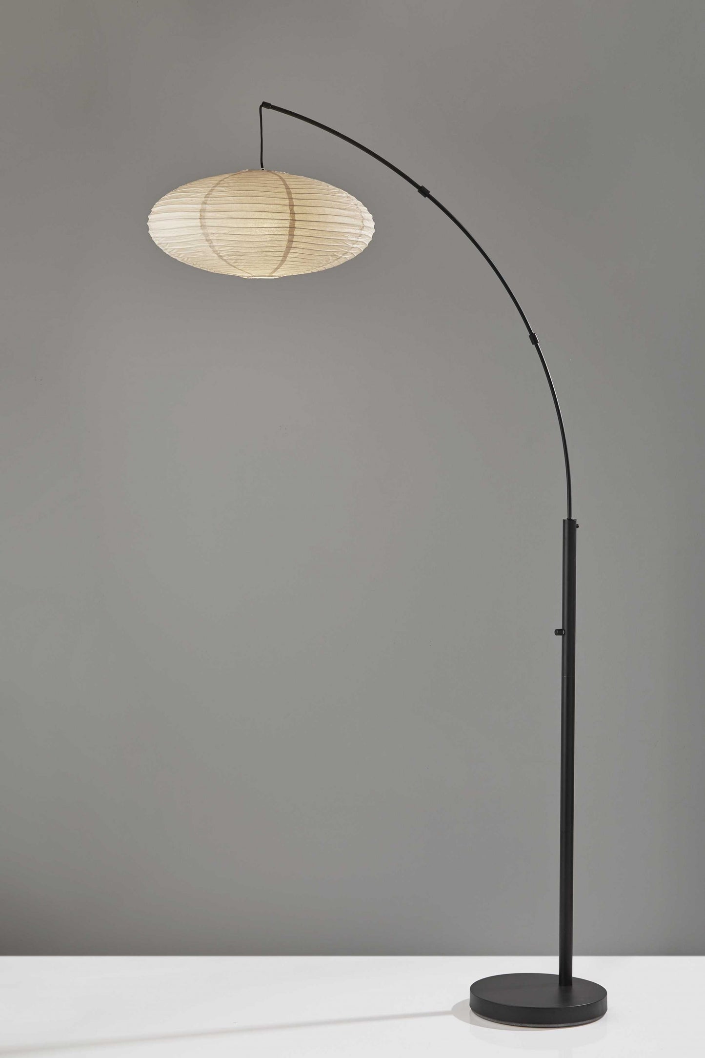 Paper Lantern Floor Lamp Black Metal Crescent Arm By Homeroots | Floor Lamps | Modishstore