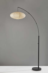 Paper Lantern Floor Lamp Black Metal Crescent Arm By Homeroots