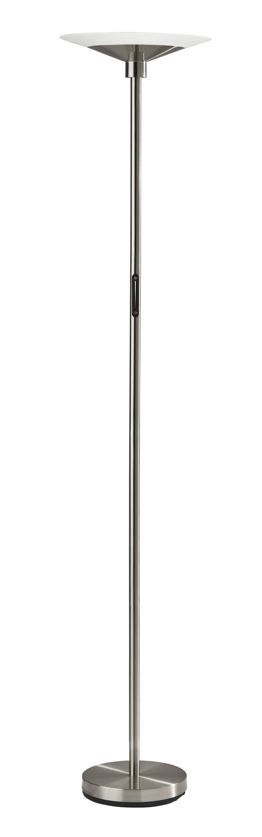 Modern Discus Brushed Steel Metal LED Torchiere By Homeroots | Floor Lamps | Modishstore