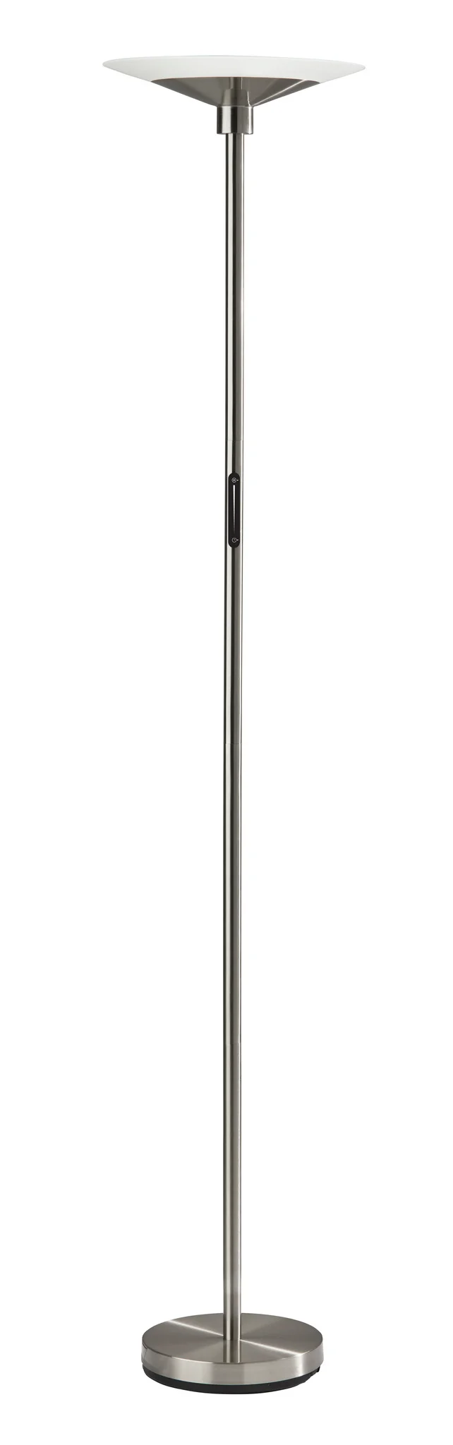 Modern Discus Brushed Steel Metal LED Torchiere By Homeroots | Floor Lamps | Modishstore