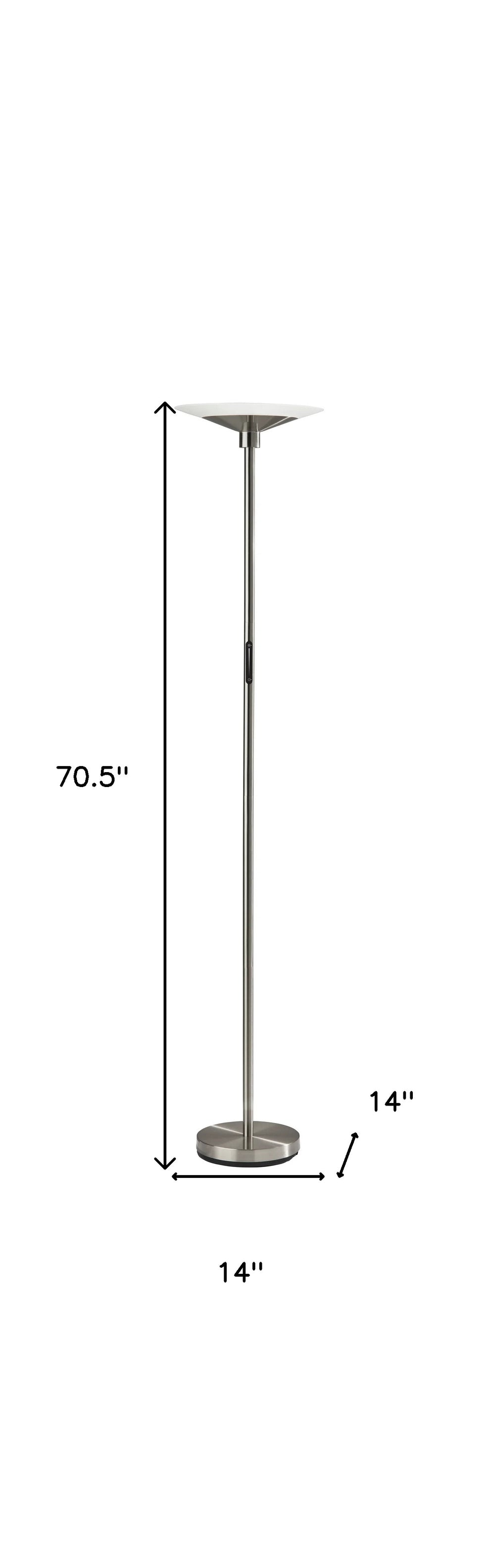 Modern Discus Brushed Steel Metal LED Torchiere By Homeroots | Floor Lamps | Modishstore - 4