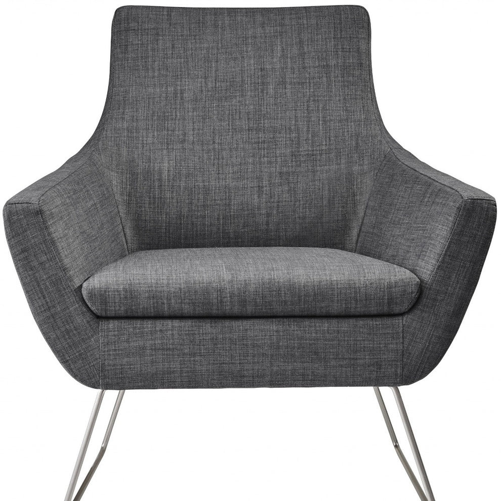 Dark Grey Upholstered Armchair By Homeroots | Armchairs | Modishstore - 3