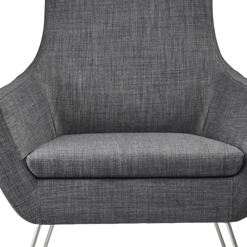 Dark Grey Upholstered Armchair By Homeroots | Armchairs | Modishstore - 4