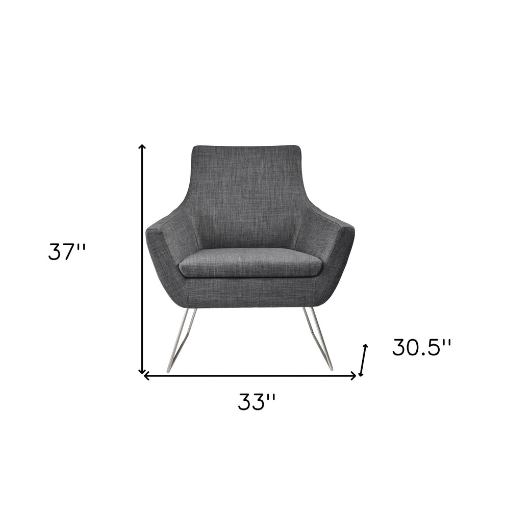 Dark Grey Upholstered Armchair By Homeroots | Armchairs | Modishstore - 9