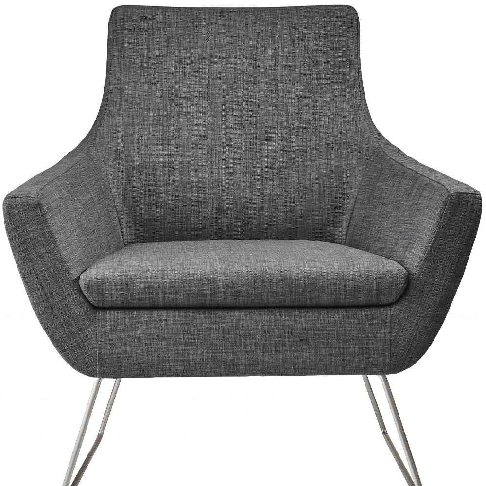 Dark Grey Upholstered Armchair By Homeroots | Armchairs | Modishstore - 5
