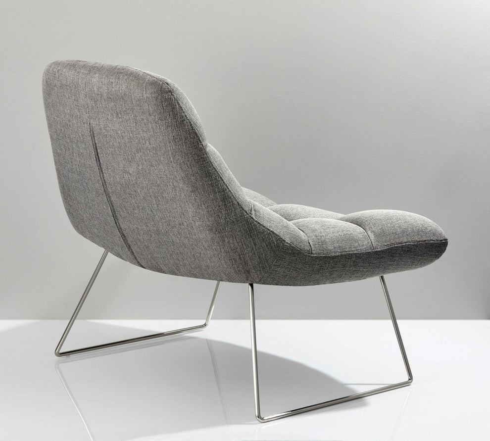 Light Grey Soft Textured Fabric and Brushed Steel Chair By Homeroots - 372931 | Accent Chairs | Modishstore - 2