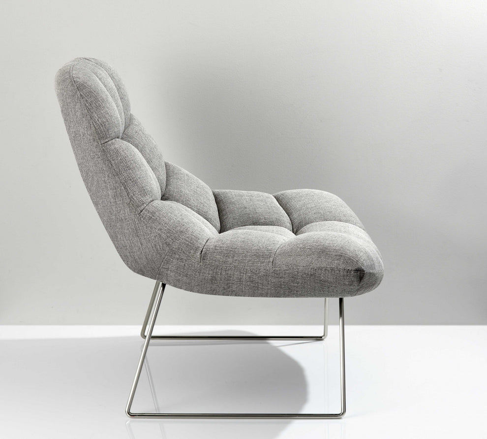 Light Grey Soft Textured Fabric and Brushed Steel Chair By Homeroots - 372931 | Accent Chairs | Modishstore - 3